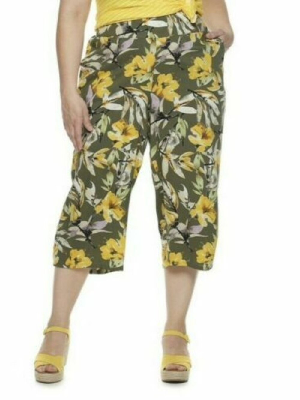 EVRI Elastic Waist Wide Leg Baggy Capris Pants 20W